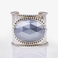 Stephen Dweck, "Garden Of Stephen" Sterling Silver /Faceted Hematite Bracelet Cuff