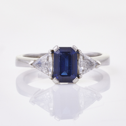 Platinum, 1.31ct. Sapphire / .50ct Diamond Ring