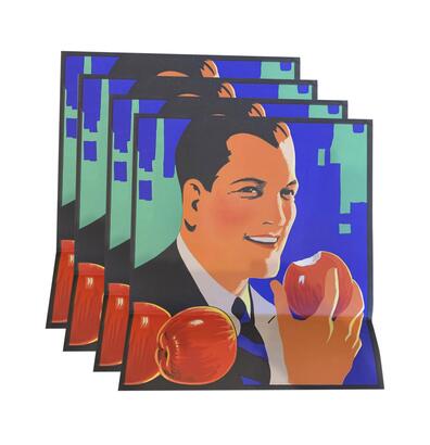 A Collection Of Four Vintage Original Man With Apple Prints