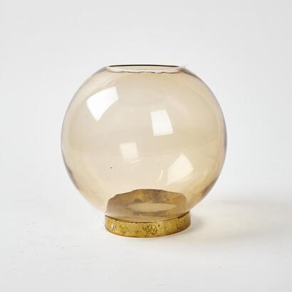 An Aytm Denmark Amber Globe Vase With Brass Stand Designed By Katherine And Per Gran Hartvigsen