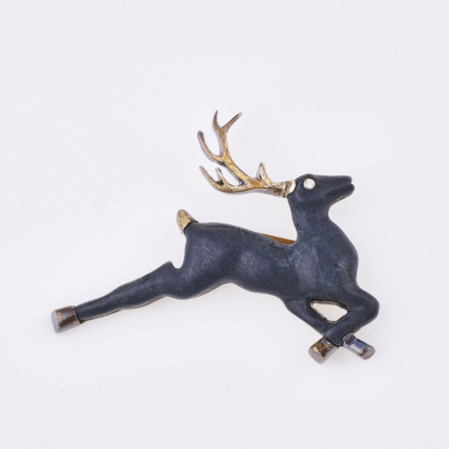 Sterling Silver, Vintage, Deer Brooch with .015ct Diamond