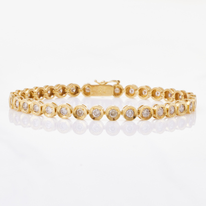 18ct Yellow Gold, Modern, 3.00ct Diamond Tennis Bracelet