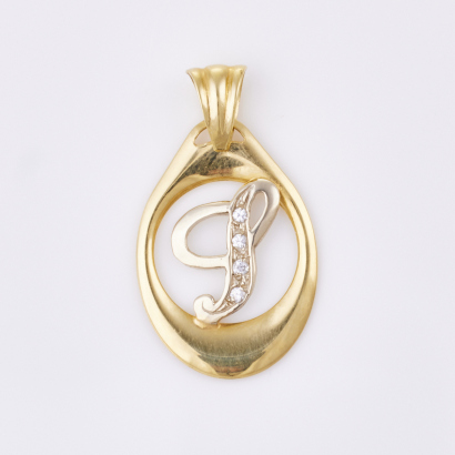 18ct Yellow Gold, Cursive 'S' Cubic Zirconia Pendant