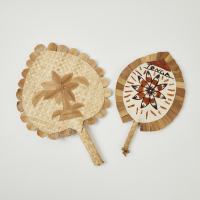 A Pair of Pandas Woven Fans from Tonga