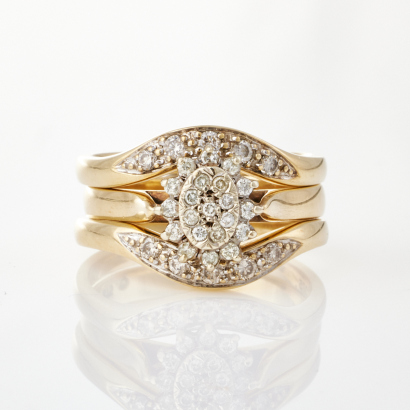 9ct Yellow Gold, .35ct Trio Set Diamond Rings