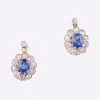 18ct Yellow / White Gold, Vintage, 1.88ct Sapphire / 1.03ct Diamond Earrings