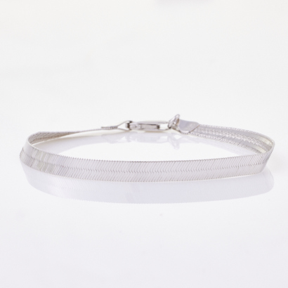 14ct White Gold, 16cm Herringbone Bracelet
