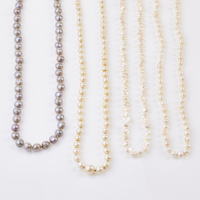 Collection of four Pearl Strands with 14ct Gold Clasps