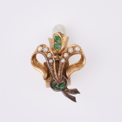 14ct Rose Gold, Victorian, Emerald / Seed Pearl Item