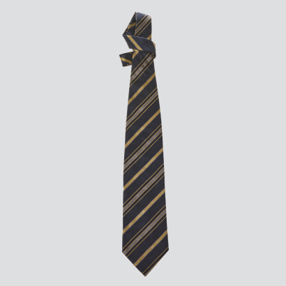 Gianmaria Ferrara, Men's 100% Silk, Charcoal/Gold Stripe Tie