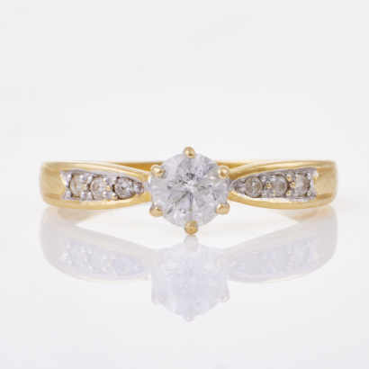 18ct Yellow Gold, .63ct Traditional Diamond Ring