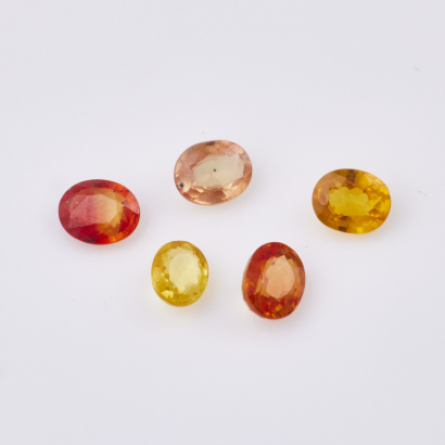 Parcel of five, Orange Sapphires, totalling 2.60 cts