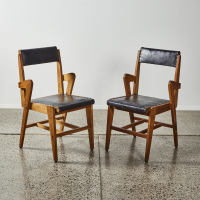 A Pair Of New Zealand Made Rimu Arts And Crafts Chairs