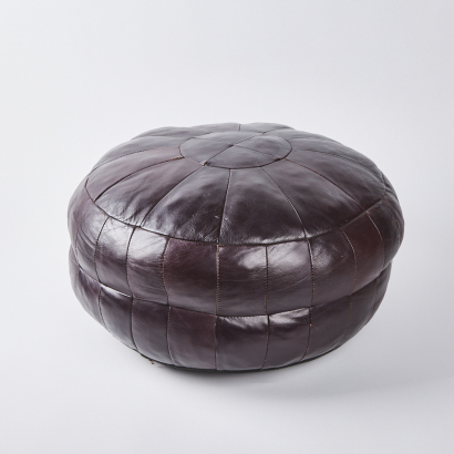 A Patchwork Leather Pouffe