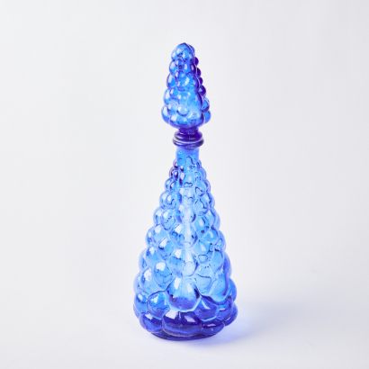 A Retro Blue Glass Genie Bottle