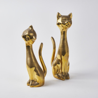 A Pair of Alloy Cat Statues