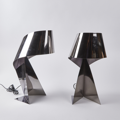 A Pair Ribbon Table Lamps From Habitat International C.1986