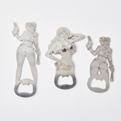 A Collection Of Three Unique Bottle Openers Including Two Harley Quinn
