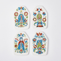 A Set Of Four Hand Painted Figgjo Flint Norwegian Porcelain Saga Norsk Design Wall Plaques C1965