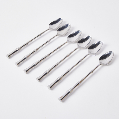 A Set Of Six Tall Bamboo TeaSpoons