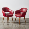 A Pair of Mid-Century Red Vinyl Armchairs - 2