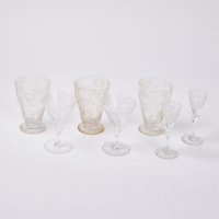 A Collection of Assorted Floral Etched Glasses