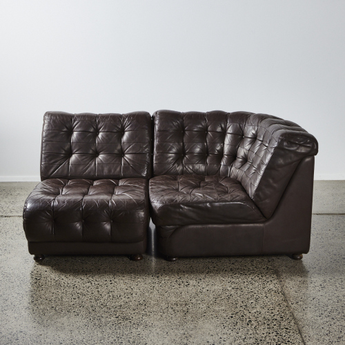 A Vintage Patchwork Modular Two Piece Sofa