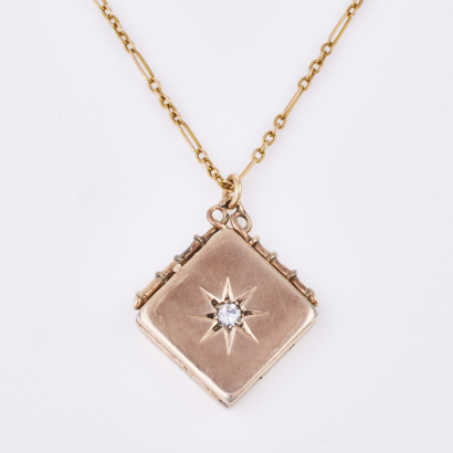 9ct Yellow Gold, Vintage Locket, with 15ct Gold Muff Chain