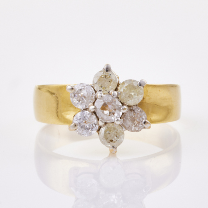 14ct Yellow Gold, Seven Stone .75ct Diamond Ring