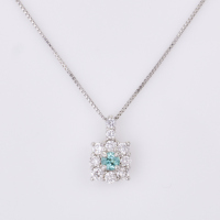 Platinum, Modern, .11ct Paraiba / .31ct Diamond Pendant on 40cm Platinum Chain