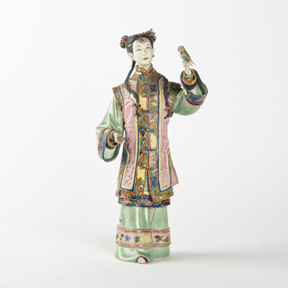 A Chinese Foshan pottery lady's figure ornament - The Collection of John Perry's Asian Art