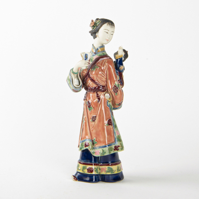 A Chinese Foshan pottery lady's figure ornament - The Collection of John Perry's Asian Art