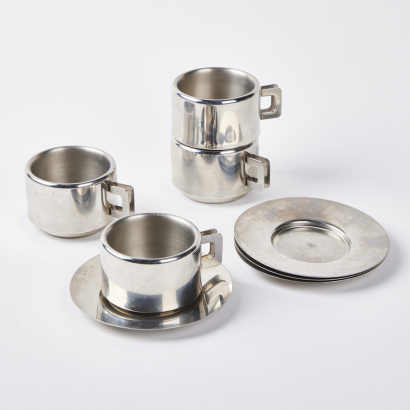A Set Of Casalinghi Espresso Cup And Saucers