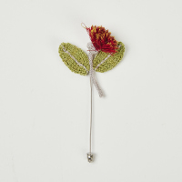 A Pohutukawa Brooch by Belinda Handley Made with Vintage Japanese Silk