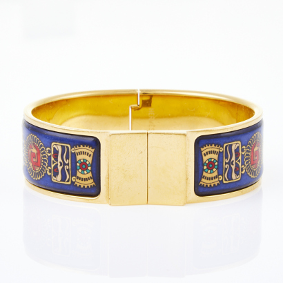Herm&egrave;s Enamel Loquet Wide Bracelet with Box
