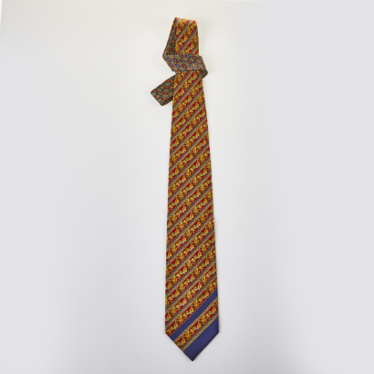 Gianni Versace Red Diagonal Stripe Silk Tie