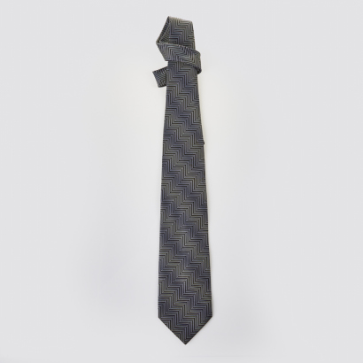 Trussardi Black and White Print Silk Tie