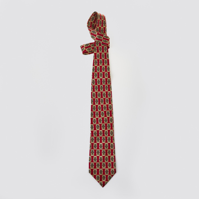 Mario Riva Red and Navy Print Silk Tie