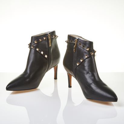 Kathryn Wilson Black Studded Ankle Boots Size 41 New with Box