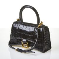 Balenciaga Hourglass Black Crocodile Embossed Bag