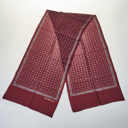 Celine Long Bordeaux Silk Scarf