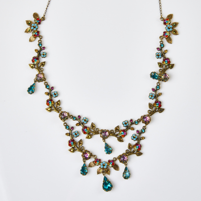 Michal Negrin Multi Coloured Crystal Necklace with Box