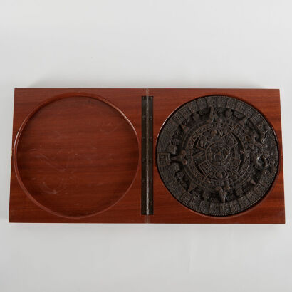 A Brass Boxed Piedra Del Sol Or Aztec Calendar Stone