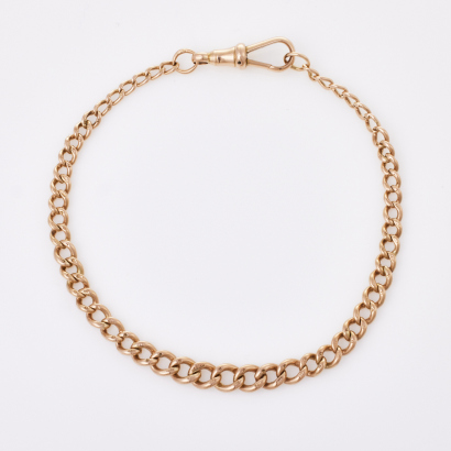 9ct Rose Gold, Antique Curb Link bracelet with Albert Clasp, circa 1910