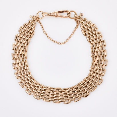 9ct Rose Gold, 19cm Gate Bracelet with Albert Clasp