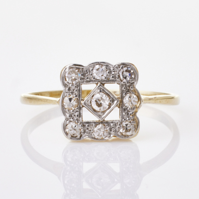 15ct Yellow Gold Vintage, .12ct Diamond Ring