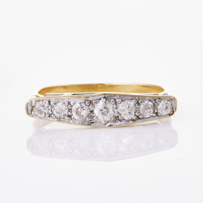 18ct Yellow Gold, Vintage, Seven Stone .25ct Diamond Ring
