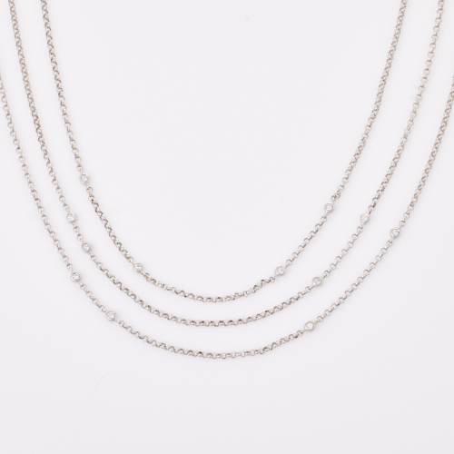 18ct White Gold, 45cm, .18ct Diamond Set Chain