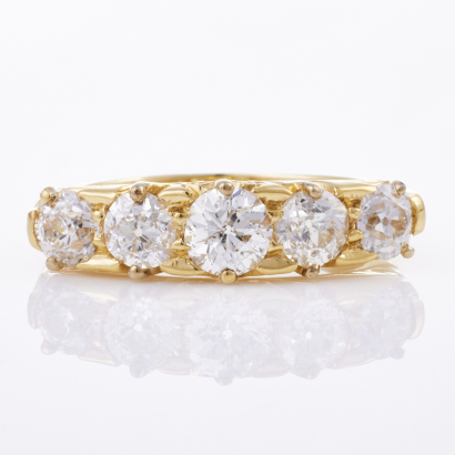 17ct Yellow Gold, Estate, 2.55ct Five Stone Diamond Ring