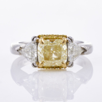 Platinum /18ct Yellow Gold, 2.95ct Fancy Yellow/ 1.04ct White Diamond Ring